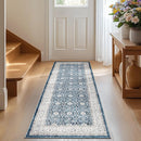 jinchan Runner Rug 2x7 - Machine Washable Dark Blue Vintage Floral Distressed Design Soft Non-Slip Low-Pile Ultra-Thin Runner Rug for Kitchen Hallway Laundry Room Entryway Farmhouse (2‘x7',Dark Blue) by TinyTreasures Baby Boutique