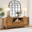 63" Fluted TV Stand for Tvs up to 70", Mid-Century Modern Entertainment Center with Drawers and Fluted Doors, Curved TV Media Console Table with Sliding Doors for Living Room, Bedroom (63") by CozyNest Decor