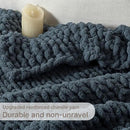 Chunky Knit Blanket Throw, 100% Hand Knit Throw Blanket Handmade Chenille Cable Knit Throw for Couch, Stylish Cozy Soft Rope Knot Crochet Blanket for Home Decor, Blue Mirage, 50x60 Inches by CozyNest Decor
