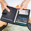 Polare Luxury RFID Blocking Leather Passport Holder Travel Wallet For Men and Women (Black with AirTag Slot(Snap Version)) by TinyTreasures Baby Boutique