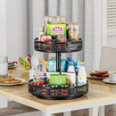 Lazy Susan Organizer 2 Tier - Turntable Spice Rack 12 inch Adjustable Metal Rotating Lazy Susan for Cabinet Pantry Kitchen Countertop Dining Table Cupboard Bathroom Vanity Storage Black by CozyNest Decor