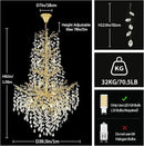 H61'' Modern Gold K9 Crystal High Ceiling Chandeliers, 23-Lights Staircase Chandeliers,Luxury Large Crystal Tree Branch Chandelier, D40'' Foyer Chandelier,For Living Room,Entryway,Dining Room by CozyNest Decor