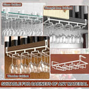AUHOKY 2Pcs Adjustable Wine Glass Rack Under Cabinet, Punch-Free 4 Rows Stemware Wine Glass Metal Holder, Hanging Wine Glasses Storage Hanger Organizer for Shelf Kitchen Bar Decor(White, 4 Rows) by CozyNest Decor
