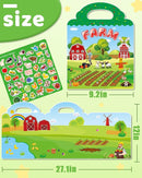 Benresive Reusable Sticker Book for Toddlers 2-4 Years, Fun Travel Stickers for Kids, Waterproof Sticker Books for Toddlers 1-3, Crafts Activities for Todddlers 1-3 2-4 3-5 - Farm by TinyTreasures Baby Boutique