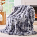 BENVWE Fluffy Faux Fur Throw Blanket for Couch - Soft, Plush, Thick, Cozy, Fuzzy Luxury Minky Bubble Blanket for Home Living Room Decor, Gifts for Women, Tie-dye Light Grey, 63" x 80", 1100GSM by CozyNest Decor
