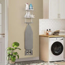 VINAEMO Ironing Board Hanger Wall Mount, 2-Layer Iron and Ironing Board Holder, Laundry Room Shelves Solid Wood with Removable Hooks Home Organization and Storage (White) by CozyNest Decor