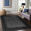 Beverly Rug Outdoor Rug 8x10 Modern Bordered Area Rugs for Indoor and Outdoor Patio Deck Porch Garden Waterproof Weather Sun Resistant Washable Outside Carpet (8 x 10 Black) by GreenHaven Gardens