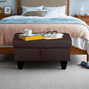 Ottoman Rectangular Storage Ottoman Bench, Flannel Footrest Stool Footstool with Lid for Living Room, Bedroom, Entryway, Dark Coffee, 28.5"x19"x17.5" by CozyNest Decor