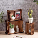 TIMRIS Set of 3 Rustic Wood Nesting Crates, Farmhouse Wooden Storage Container Boxes with Cutout Handles, Decorative Wooden Baskets for Display (Rustic Brown) by CozyNest Decor