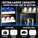 Albott Beverage Refrigerator - 24-Inch Dual Zone Cooler with Glass Door, Freestanding/Under Counter Wine and Beer Fridge, Holds 20 Bottles & 78 Cans, Ideal for Kitchen, Bar, Office, 34-64℉ & 41-68℉