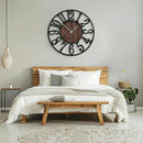 Maxstar Large Round Wall Clock for Living Room Decor Battery Operated Non Ticking Black Metal Wood Clocks for Home Living Room Garden Office Kitchen Decoration -40inch by CozyNest Decor