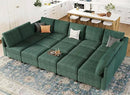 Belffin Large 15 Seat Modular Sectional Sofa with Storage Seat Corduroy Sleeper Sectional Sofa Bed Oversized Convertible Modular Couch for Living Room Green by CozyNest Decor