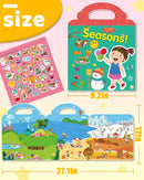 Benresive Reusable Sticker Book for Toddlers 2-4 Years, Fun Travel Stickers for Kids, Waterproof Sticker Books for Toddlers 1-3, Crafts Activities for Todddlers 1-3 2-4 3-5 - Season by TinyTreasures Baby Boutique