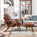 Wahson Brown Leather Accent Chair - Mid Century Modern Retro Upholstered Armchair with Wood Frame and Removable PU Cushions - Large Compfy Leisure Slipper Chair for Living Room/Bedroom (Set of 2) by CozyNest Decor