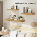 Heimlove 12" Deep Floating Shelves, 36 x 12 Inch Wall Mounted Long Floating Shelf with Invisible Brackets, for Home Decor, Bedroom, Kitchen, Living Room, Bathroom - 2 Pack, Oak by CozyNest Decor