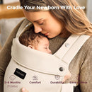 Momcozy Newborn Baby Carrier - Ergonomic, Cozy and Lightweight Carrier for 7-24lbs, Adjustable Neck Support with Sunshield, Breathable Airmesh Perfect for Summer Outing, Khaki by TinyTreasures Baby Boutique