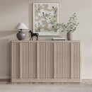 Fluted Buffet Cabinet with Storage, 60" Sideboard Buffet Accent Cabinet with 4 Door & Solid Wood Handle, Modern Buffet Table Credenza Console Cabinets for Living Room, Dining Room, Kitchen, Oak(1PCS) by CozyNest Decor
