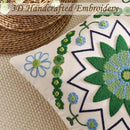 Embroidered Throw Pillow Cover 18x18 Classic Boho Floral Pattern Pillows Cover Outdoor Decorative Pillowcase,Durable Cozy Textured Cushion Case for Sofa Couch Bed Living Room,Green by CozyNest Decor
