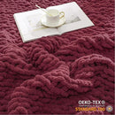 WESHIONGOO Chunky Knit Blanket Throw 50"×60" Knitted Throw Blankets for Couch Bed Fluffy Soft Blanket with Jumbo Chenille Yarn Thick 100% Handmade(Burgundy Red) by CozyNest Decor