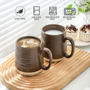 Hasense Porcelain Coffee Mugs Set of 6, 15 Ounce Large Ceramic Coffee Cups Set with Handle for Latte, Tea, Cocoa and Hot Chocolate, Brown Coffee Mugs for Men and Women, Microwave Safe by CozyNest Decor