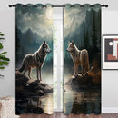 Wolf Blackout Curtains for Boys Girl Bedroom Decor,Moon Mountain Pine Forest Wild Animals Thermal Insulated Grommet Drapes Darkening Window Curtain for Living Room Home 84x84 inch by TinyTreasures Baby Boutique