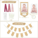pinkblume 1st Birthday Burlap Photo Banner Garland Handmade Felt from Newborn to 12 Months with Gradient Dusty Pink Ribbon for Baby Girl First Birthday Monthly Milestones Party Decorations Supplies by TinyTreasures Baby Boutique