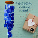 Bellaa 27918 Wind Chimes Outdoor, Garden Decorations, Musical, Indoor/Outside Windchimes, Beach, Ocean Breeze, Gifts for Mom, Gift for All Occasions, Capiz Sea Glass Shells Wood Blue 27 inch by CozyNest Decor
