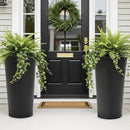 Worth Garden 2-Pack 28" H. Metal Planter with 2X Inside Pots - Hand-Hammered Texture Tall Narrow Tapered Plant Pots - Large Handcrafted Flower Pot for Indoor Outdoor, Deck, Patio, Front Porch (Black) by CozyNest Decor