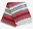 Del Mex Classic Mexican Blanket, Large Authentic Woven Falsa Throw (70"x50"), Artisan Southwest Décor for Beach, Yoga, Outdoors (Red) by CozyNest Decor