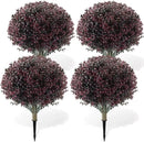Yunlly 4 Pack 18" Artificial Boxwood Ball Bush Topiary Trees Fake Outdoor Plants, Realistic UV Resistance Faux Shrubs with Spike Greenery Topiary for Front Porch Garden Yard Patio Indoor (Dark Purple) by GreenHaven Gardens
