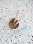 BEABA Baby's First Foods Spoon Set, Original Silicone Baby Spoons, 4 Pack, BPA Lead & Phthalate Free, Gray by TinyTreasures Baby Boutique