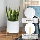 ARNIS Modern Plant Pots, Set of 2 Round Large Planters with Stand, Large Size Metal Pots with Drainage Holes for Living Room, Office, Garden or Balcony, 10.5 &12.25 Inch, White & Gold by CozyNest Decor