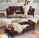 89” Futon Sofa Bed, Velvet Fabric Comfy Futon Couch Bed with 2 Square Pillows, Convertible Sleeper Sofa with Adjustable Backrest& Armrests, Modern Loveseat Sleeper for Living Room, Burgundy by CozyNest Decor