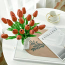 Mandy's Artificial Tulips 20 Stems Terracotta PU Faux Flowers for Wedding Home Decor 13.5 Inch by CozyNest Decor