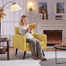 Yaheetech Mid-Century Accent Chairs, Modern Upholstered Living Room Chair, Cozy Armchair Button Tufted Back and Wood Legs for Bedroom/Office/Cafe, Yellow by CozyNest Decor