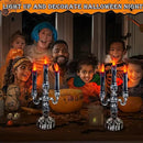 TURNMEON 2 PCS Skull Halloween Candles Lamp,Halloween Decorations Indoor 3-Candles Candelabra LED Lights Battery Operated Candles Holder, Halloween Decor for Home Table Party Room Scary Haunted House by CozyNest Decor