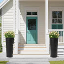 Worth Garden 2-Pack 25" H. Metal Planter with 2X Inside Pots - Hand-Hammered Texture Tall Tapered Plant Pots - Large Handcrafted Flower Pot for Indoor Outdoor, Deck, Patio, Front Porch (Black) by CozyNest Decor