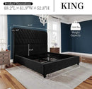 PaPaJet King Bed Frame Upholstered Platform Bed Frame with 52.8'' Tall Sleigh Headboard, Button Tufted, No Box Spring Needed, Easy Assembly, Black by CozyNest Decor