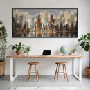 Framed Large Cityscape New York Wall Art Canvas Prints Abstract Brown City Theme Paintings Modern Canvas Wall Art for Living Room Pictures Wall Decor Bedroom Big Size 31x70 by CozyNest Decor