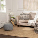 REDEARTH Round Boho Pouf Ottoman - Cable Knitted Cord Boho Pouffe - Stuffed Poof Accent Beanbag Footrest for Living Room - Nursery - Bedroom - Covered Patio - Study Nook (19.5"x19.5"x14") - Gray by CozyNest Decor