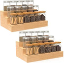 2 Pack Bamboo Spice Rack Organizer for Countertop, 3 Tier Spice Step Shelf for Cabinet (Jars Not Included) by CozyNest Decor
