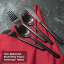 Alata Cube Black 20-Piece Forged Silverware Set Stainless Steel Flatware Set,Service for 4,Matte Satin Polished Cutlery Set,Dishwasher Safe by CozyNest Decor