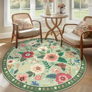 Floral 6ft Area Rug Machine Washable Soft Print Boho Carpet Non Slip Doormat Low Pile Flower Area Rugs for Living Room Bedroom Nursery Kitchen Dining Room Indoor-Light Green by TinyTreasures Baby Boutique