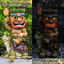 Solar Tiki Statue Light-Garden Turtles Outdoor Decor - Tiki Man Riding Turtle with Tiki Torch Solar Light for Tiki Bar Decorations, Patio, Balcony, Yard,Lawn,Gifts by GreenHaven Gardens