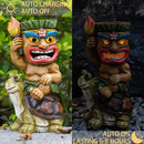 Solar Tiki Statue Light-Garden Turtles Outdoor Decor - Tiki Man Riding Turtle with Tiki Torch Solar Light for Tiki Bar Decorations, Patio, Balcony, Yard,Lawn,Gifts by GreenHaven Gardens