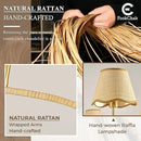 6 Light Boho Rattan Chandelier 44'' Brass Gold Chandelier Light Fixture Hand Woven Dining Room Chandeliers for Entryway Bedroom Living Room Bathroom by CozyNest Decor