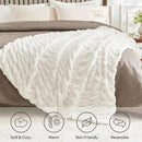 BEDELITE Faux Fur Throw Blanket for Couch, Soft and Cozy Boho Ruched Fluffy Blanket, Warm Plush Fuzzy Faux Rabbit Fur Blanket for Women Gift (Cream, 60"x 80") by CozyNest Decor
