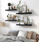 Wood Floating Shelves for Wall Decor, Rustic Wall Shelves for Bedroom Bathroom Kitchen Living Room, Set of 6 Black by CozyNest Decor