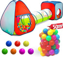 Kids Play Tent with 50 Balls – 3-Piece Tunnel & Ball Pit Combo – Indoor/Outdoor Pop-Up Set with Mesh Panels & Carry Bag by TinyTreasures Baby Boutique