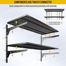 2 Tier 1.3x3ft Garage Shelving Wall Mounted, 400 lbs Load Capacity,15.6x36inch per Shelf Height Cassette Adjustable Floating Shelves(Black) by GreenHaven Gardens